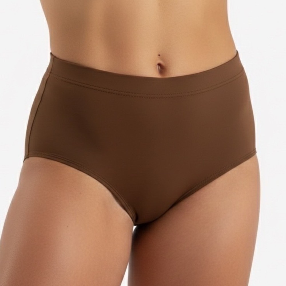 CM Capezio Team Basics High Waisted Dance‎ Briefs Espresso Brown NWT